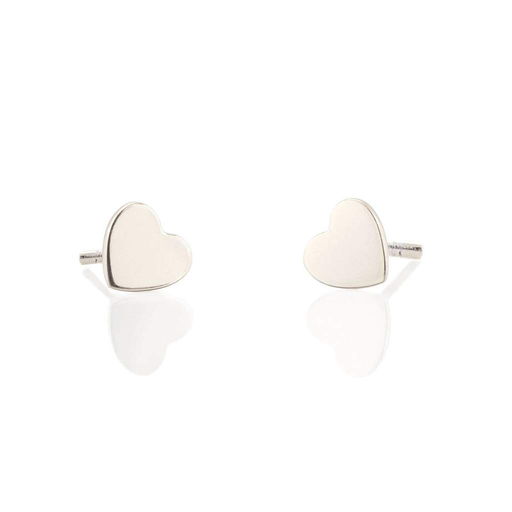Heart Stud Earrings Sterling Silver