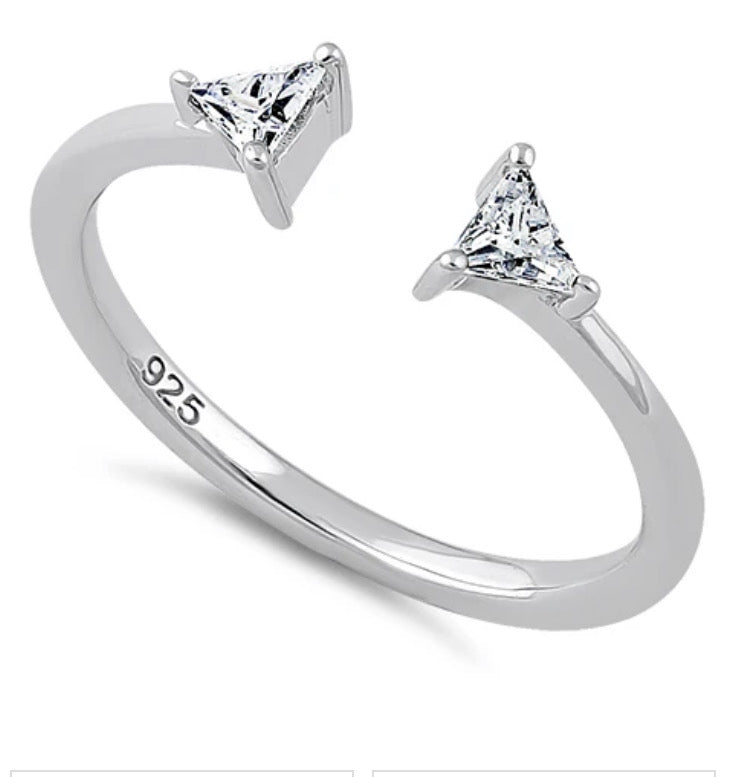 Open Diamond Sterling Silver Ring