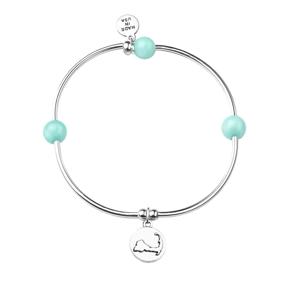 Cape Cod Soft Bangle Charm Bracelet | Tiffany Blue Agate | Serenity | Peace