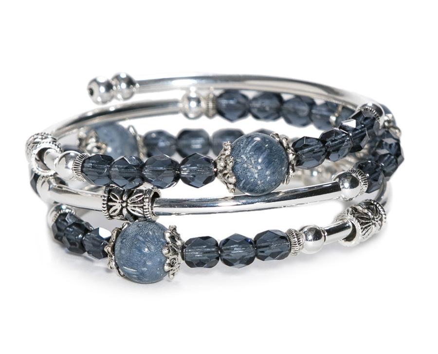 Embraceling Cadet Bracelet: Dusty Blue Dyed Coral
