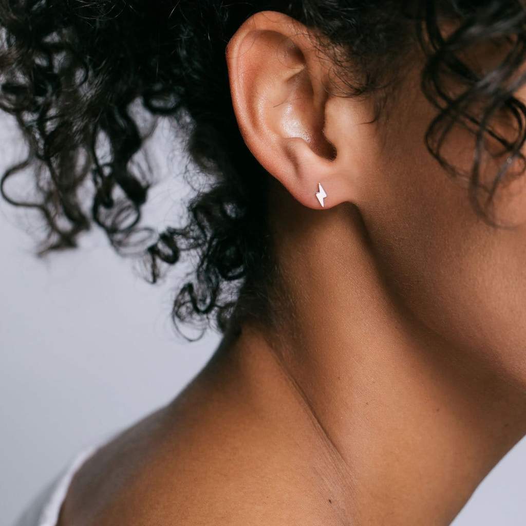 Lightning Bolt Stud Earrings Sterling Silver
