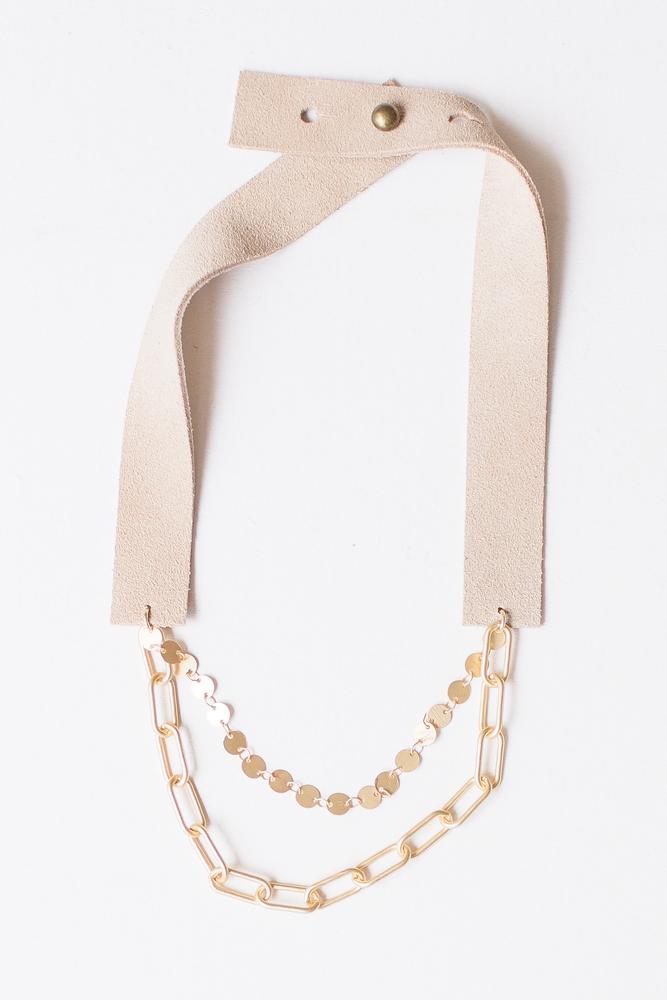 LC Necklace Anah Matte Gold Sand Suede 18 in