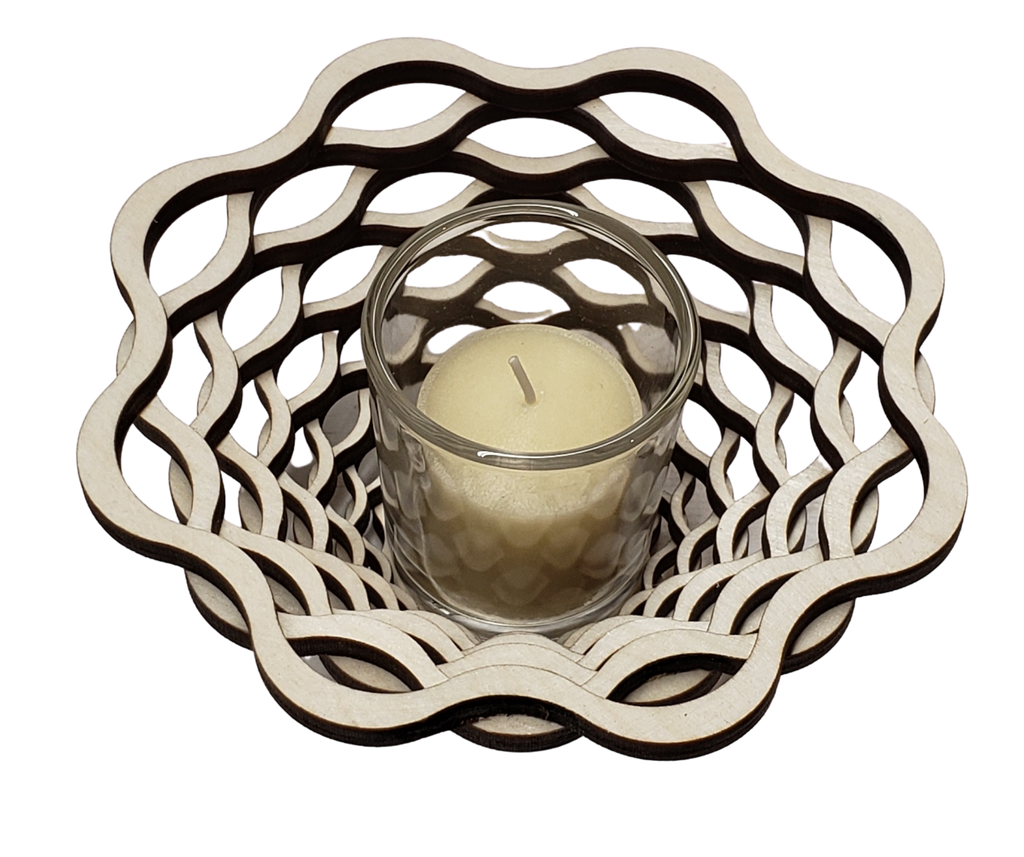 Laser-Cut Wooden Votive Candle Holder