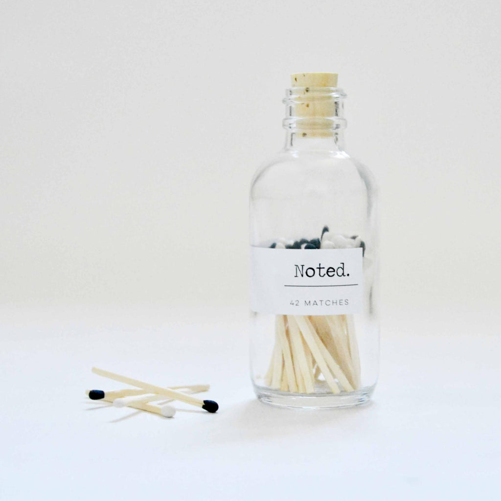 NOTED Matches Glass Bottle Black & White
