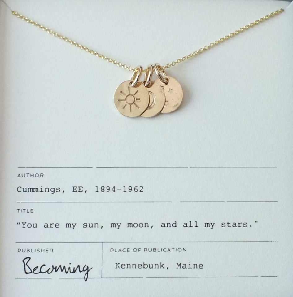 BCMING Necklace Sun Moon Stars Gold Filled