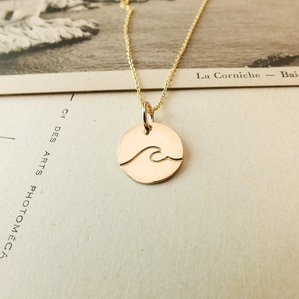 BCMING Necklace Round Wave Gold Fill