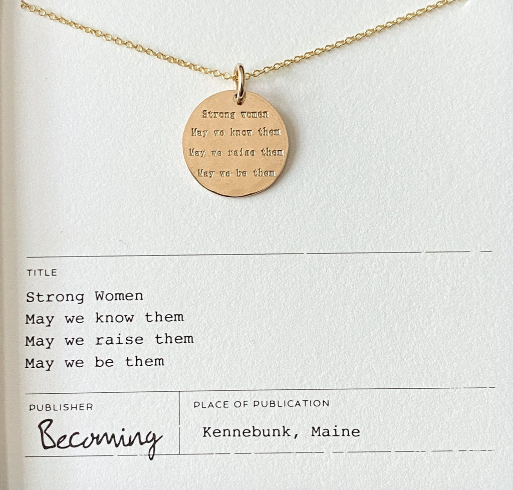 BCMING Necklace Strong Women Quote Gold Fill