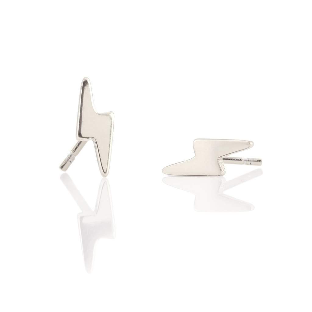 Lightning Bolt Stud Earrings Sterling Silver