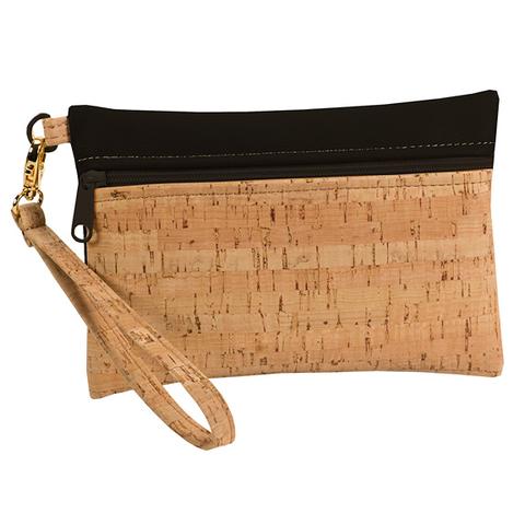 NT Bag Be Ready Small Wristlet Rustic Cork Black Faux Leather