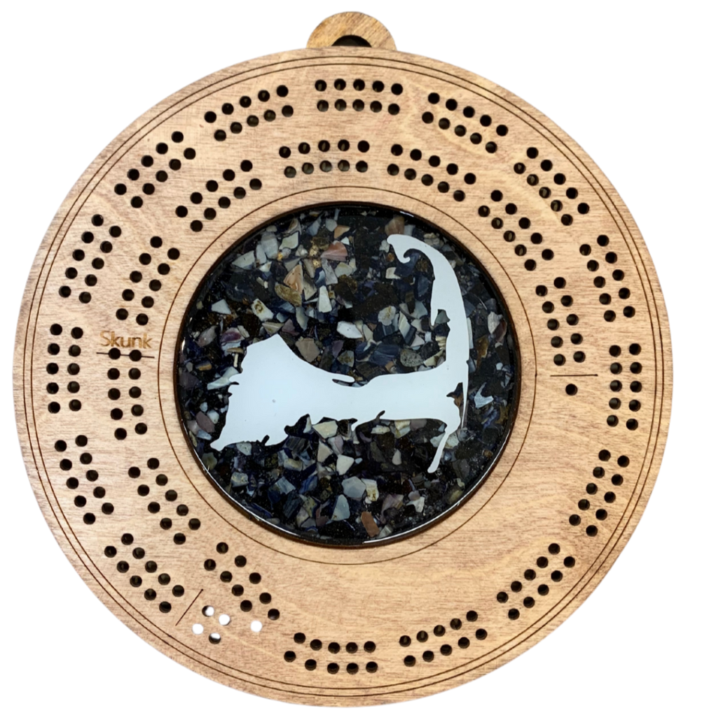 Cape Cod Map Cribbage Board With Mussel Shells