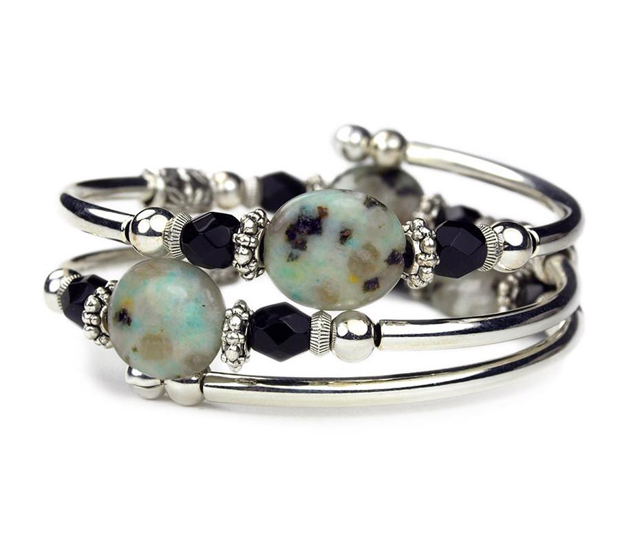 Embraceling Mint Chocolate Chip Bracelet: Sesame Jasper Oval