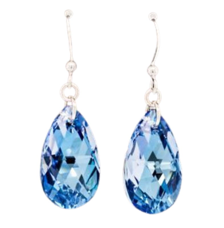 BW Earring Sterling Classic Princess Teardrop Light Sapphire AB