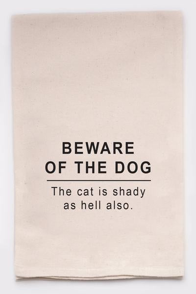 Funny Tea Towel: Beware Of Dog