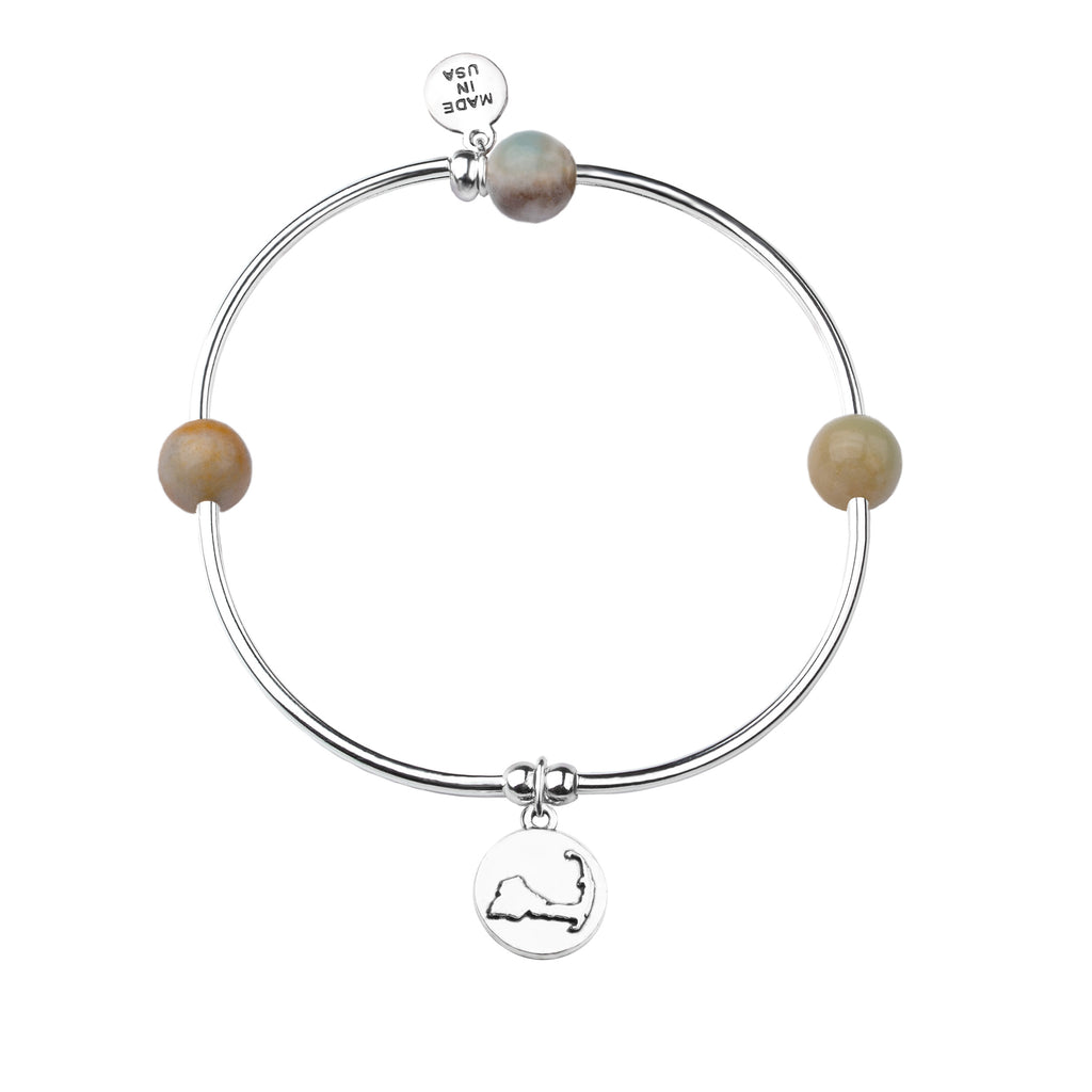 Cape Cod Soft Bangle Charm Bracelet | Amazonite | Courage