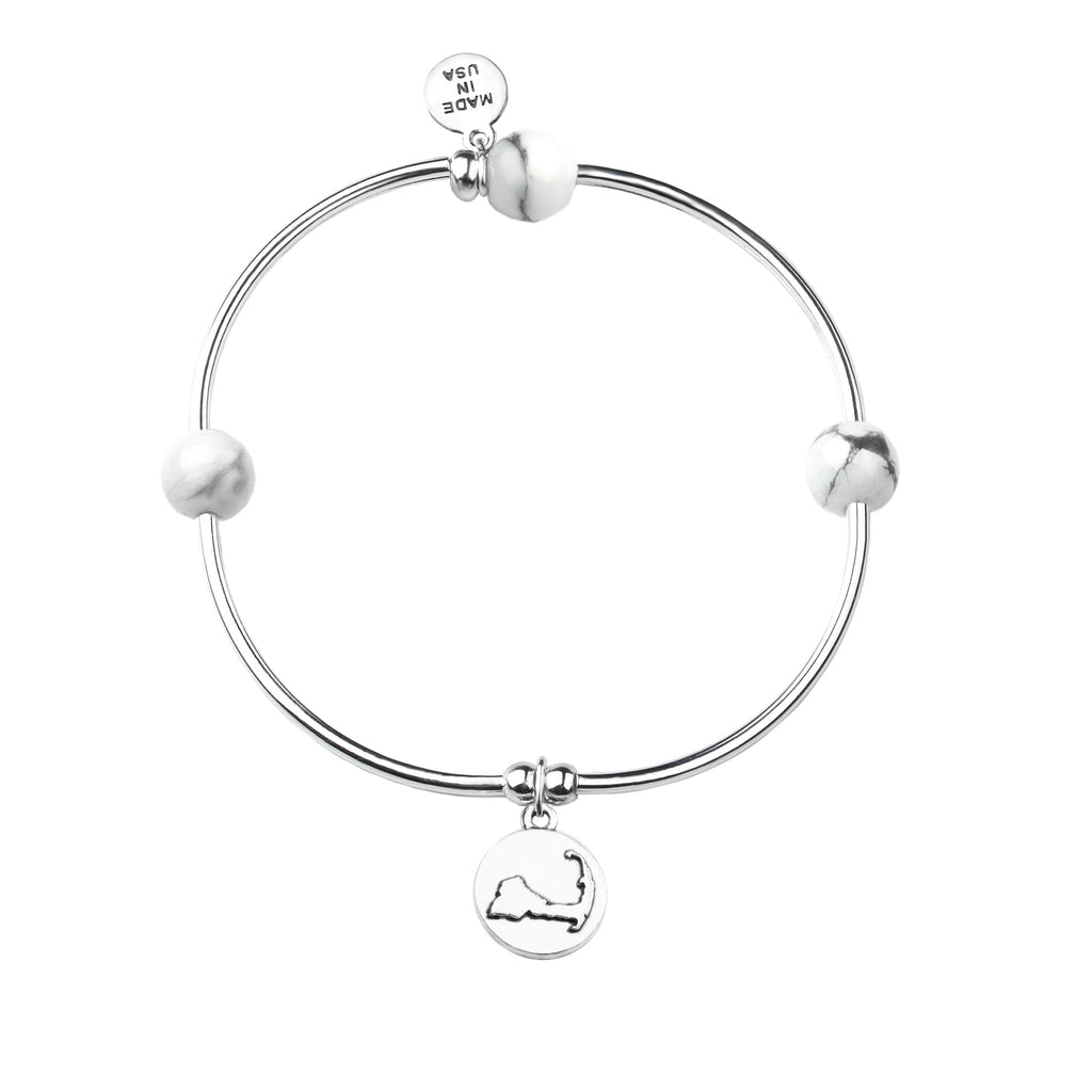 Cape Cod Soft Bangle Charm Bracelet | Howlite | Calmness