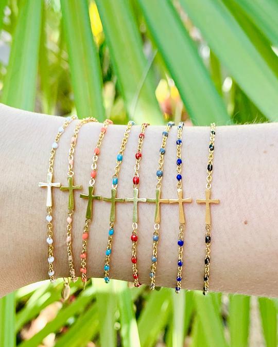 Cross Dotted Chain Bracelet